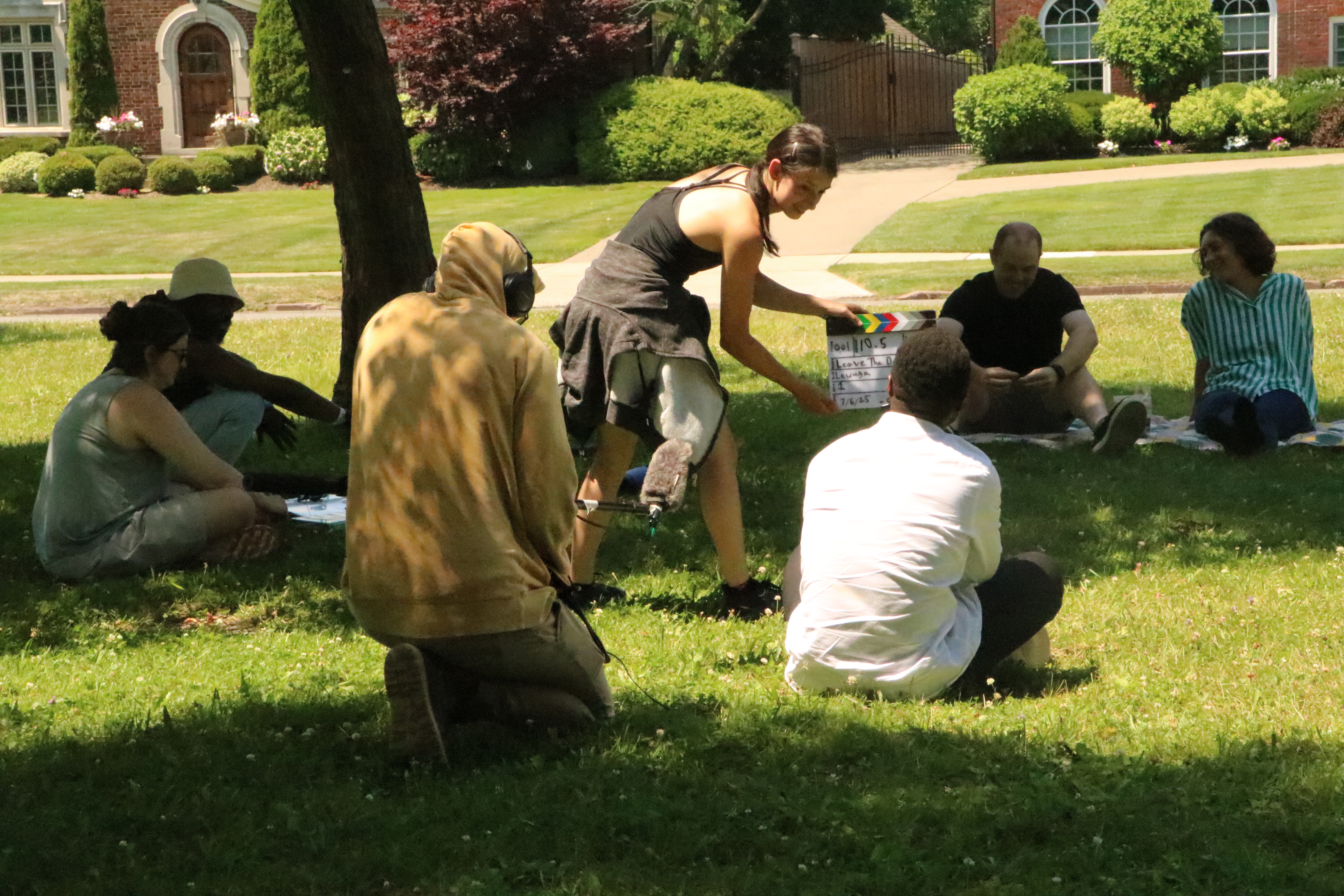 Filmmaking students in action