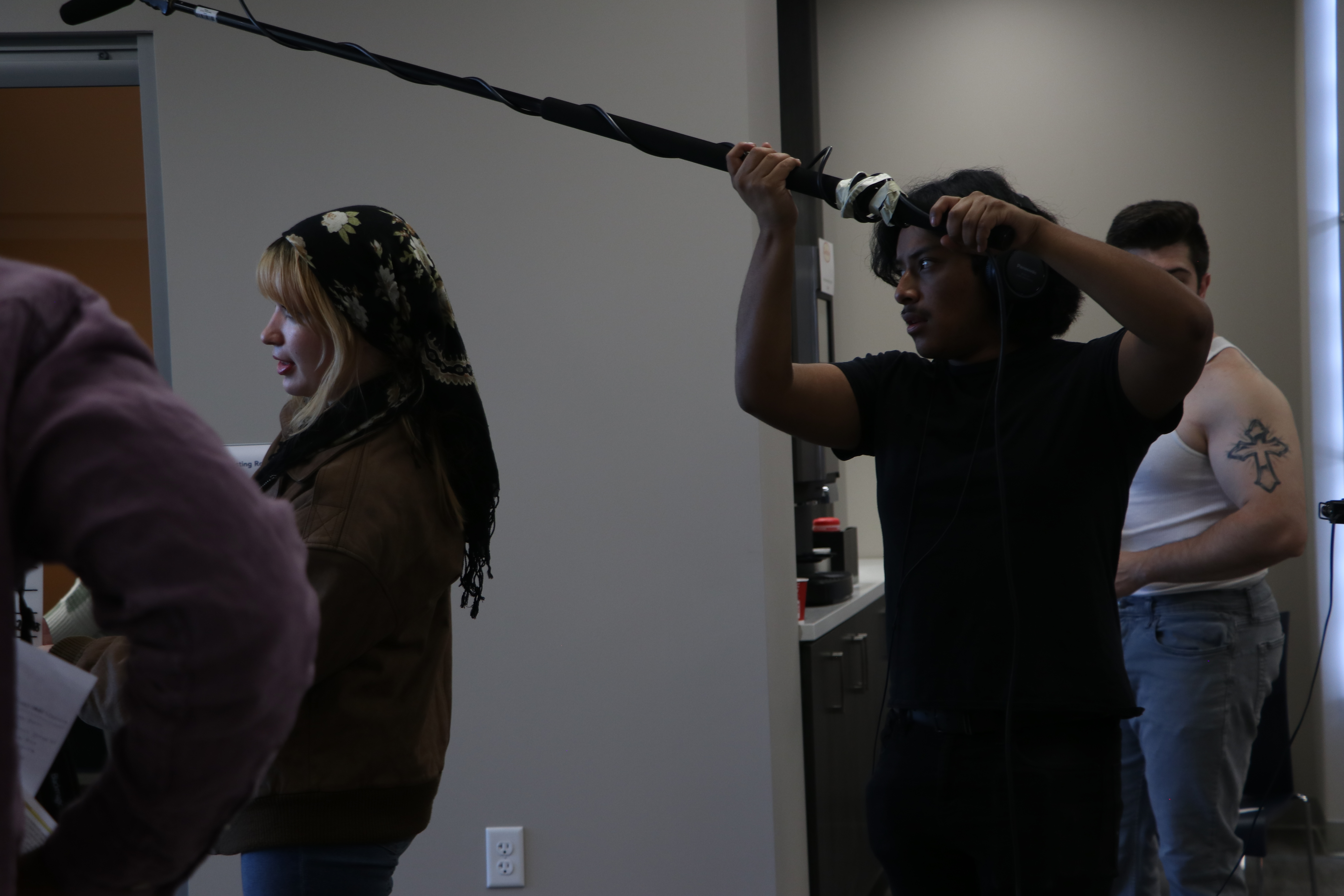 Camera team during production